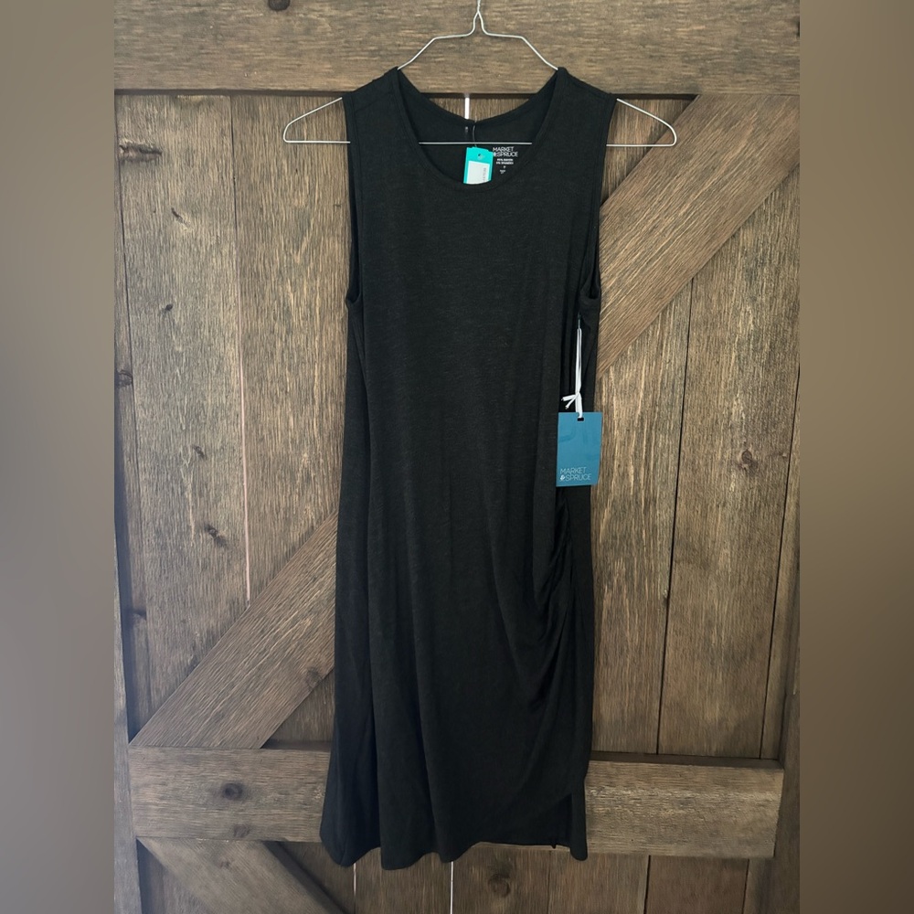 Market & Spruce Dark Grey Side Ruched Dress